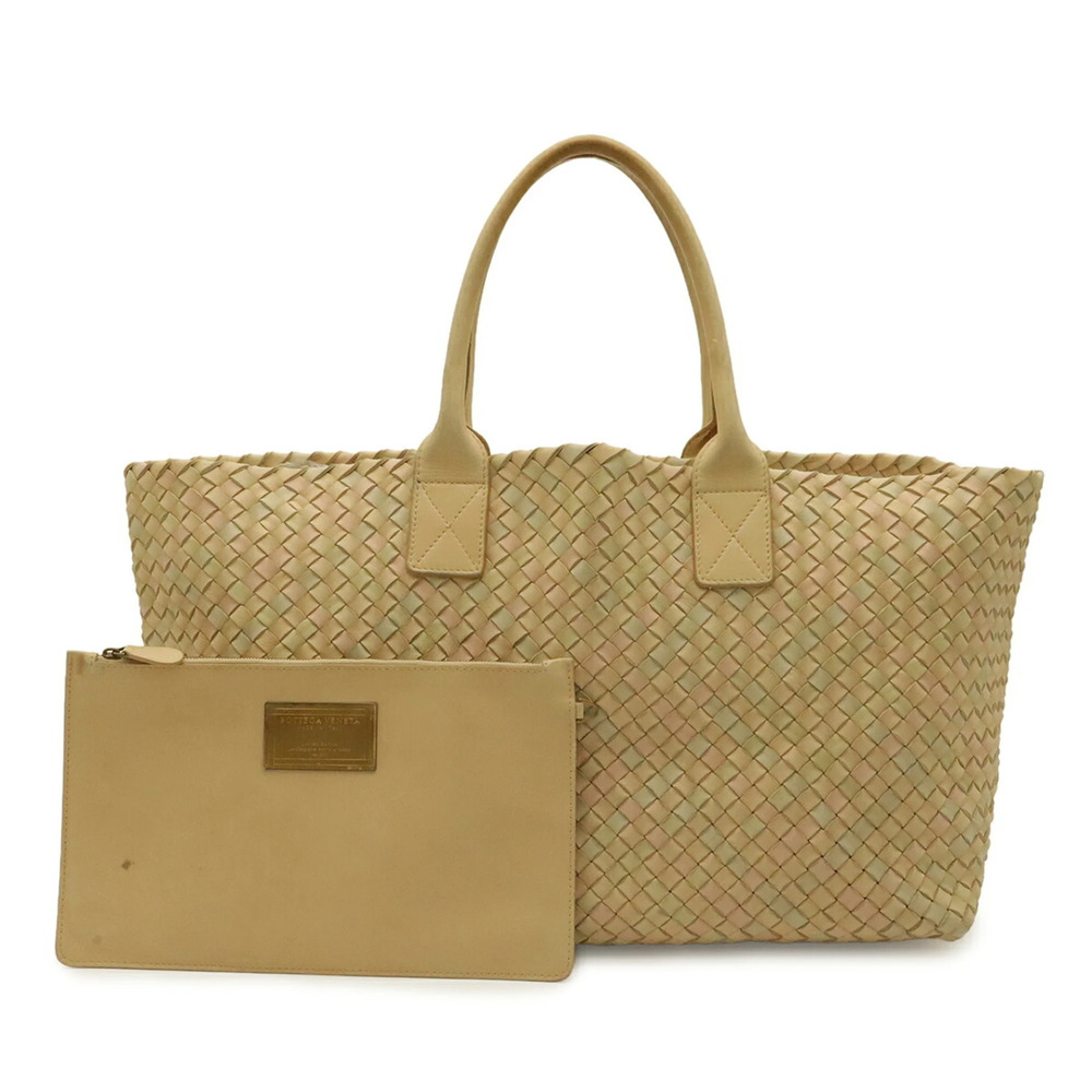 BOTTEGA VENETA Intrecciato Cabas MM Tote Bag, Leather, Beige/Multicolor, Limi...